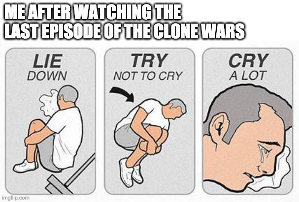 cry a lot | ME AFTER WATCHING THE LAST EPISODE OF THE CLONE WARS | image tagged in cry a lot,clone wars,star wars | made w/ Imgflip meme maker