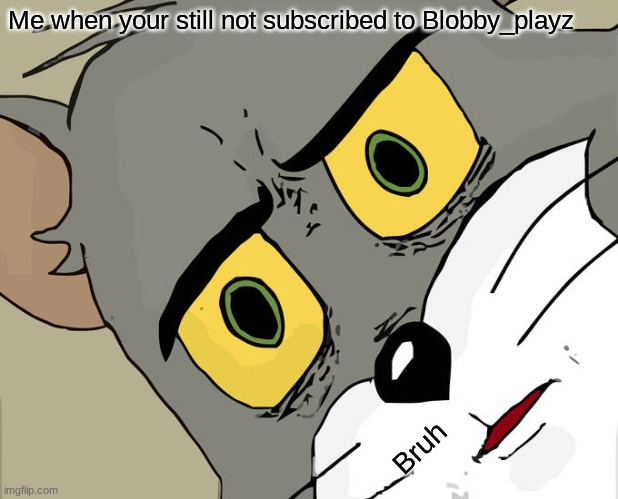 Blobby_playz | Me when your still not subscribed to Blobby_playz; Bruh | image tagged in memes,unsettled tom | made w/ Imgflip meme maker