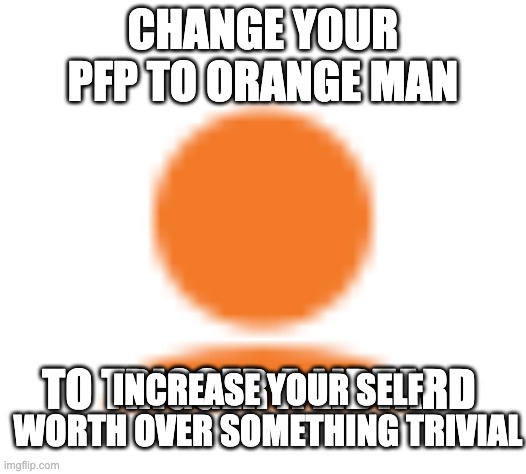 orange icon | CHANGE YOUR PFP TO ORANGE MAN; TO TRIGGER A LIBTARD; INCREASE YOUR SELF WORTH OVER SOMETHING TRIVIAL | image tagged in orange icon,orange | made w/ Imgflip meme maker