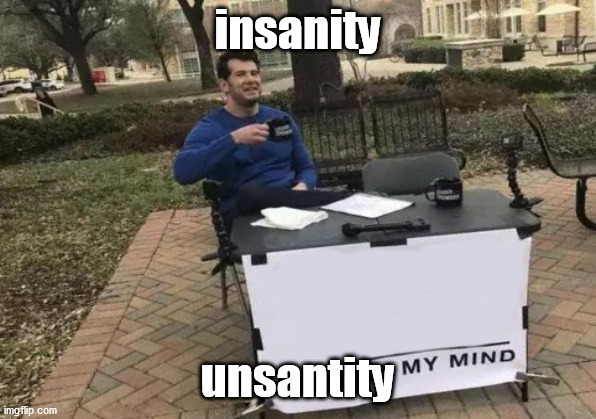 sponge | insanity; unsantity | image tagged in memes | made w/ Imgflip meme maker
