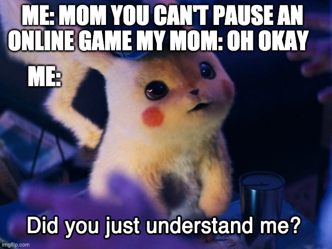 Did u understand me? | ME: MOM YOU CAN'T PAUSE AN ONLINE GAME MY MOM: OH OKAY; ME: | image tagged in did u understand me | made w/ Imgflip meme maker