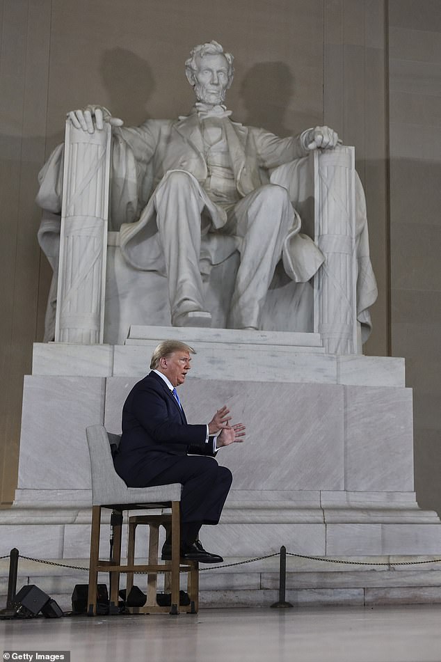 Trump at Lincoln Memorial Blank Meme Template