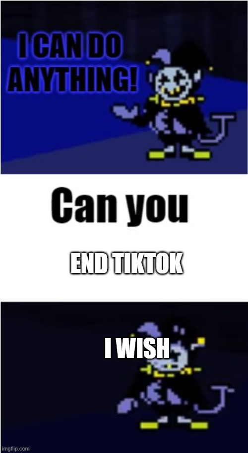 I Can Do Anything | END TIKTOK; I WISH | image tagged in i can do anything,memes,undertale,deltarune,funny memes,tiktok | made w/ Imgflip meme maker