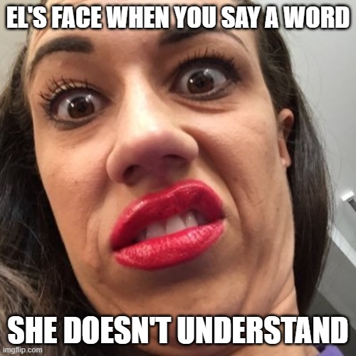 oop- | EL'S FACE WHEN YOU SAY A WORD; SHE DOESN'T UNDERSTAND | image tagged in stranger things | made w/ Imgflip meme maker