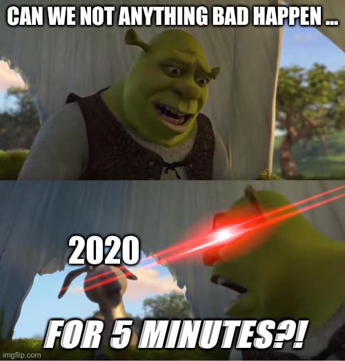 Shrek For Five Minutes | CAN WE NOT ANYTHING BAD HAPPEN ... 2020; FOR 5 MINUTES?! | image tagged in shrek for five minutes | made w/ Imgflip meme maker