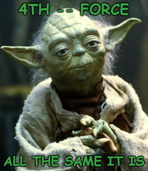 Star Wars Yoda Meme | 4TH -- FORCE ALL THE SAME IT IS | image tagged in memes,star wars yoda | made w/ Imgflip meme maker