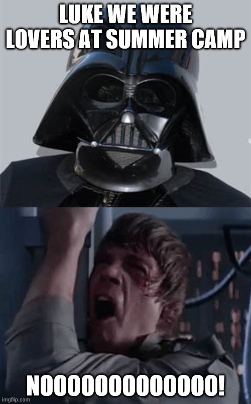 Darth Vader | LUKE WE WERE LOVERS AT SUMMER CAMP; NOOOOOOOOOOOOO! | image tagged in it will be fun they said | made w/ Imgflip meme maker