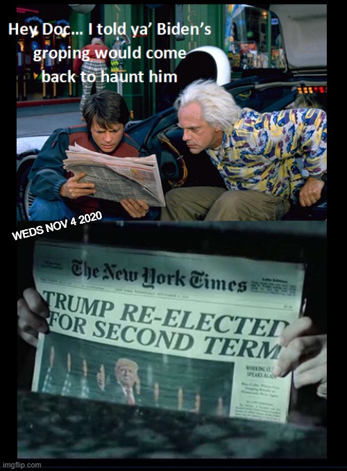 Back to the Future |  WEDS NOV 4 2020 | image tagged in biden,trump,election 2020,conservatives,democrats | made w/ Imgflip meme maker