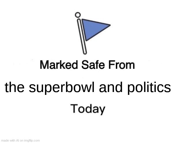 Marked Safe From | the superbowl and politics | image tagged in memes,marked safe from | made w/ Imgflip meme maker