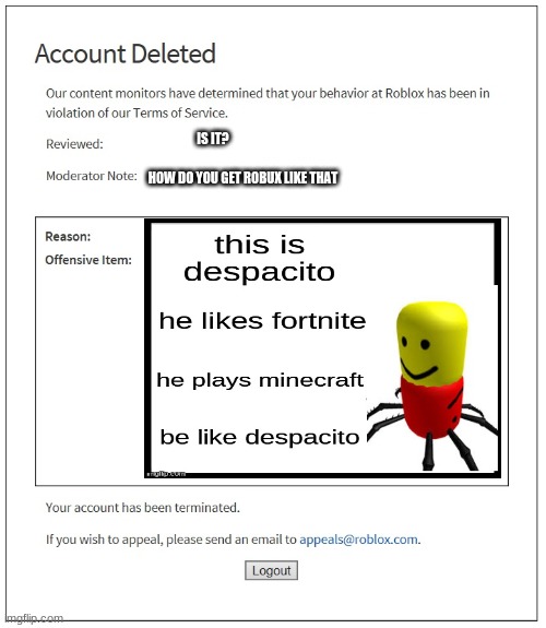 Banned From Roblox Memes Gifs Imgflip