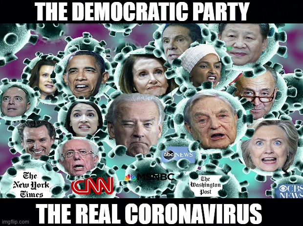 The real plague infecting America | THE DEMOCRATIC PARTY; THE REAL CORONAVIRUS | image tagged in democratic party,coronavirus,covid-19,democrats | made w/ Imgflip meme maker