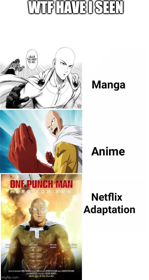 Manga, Anime, Netflix adaption | WTF HAVE I SEEN | image tagged in manga anime netflix adaption | made w/ Imgflip meme maker