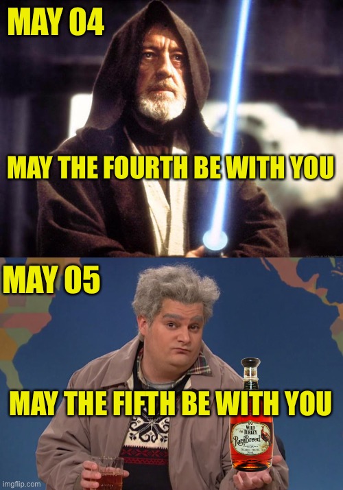 Happy Holidays | MAY 04; MAY THE FOURTH BE WITH YOU; MAY 05; MAY THE FIFTH BE WITH YOU | image tagged in may the 4th,may the fifth,holidays | made w/ Imgflip meme maker