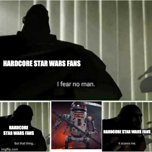 Can You Relate To This? | HARDCORE STAR WARS FANS; HARDCORE STAR WARS FANS; HARDCORE STAR WARS FANS | image tagged in i fear no man,star wars,the mandalorian | made w/ Imgflip meme maker