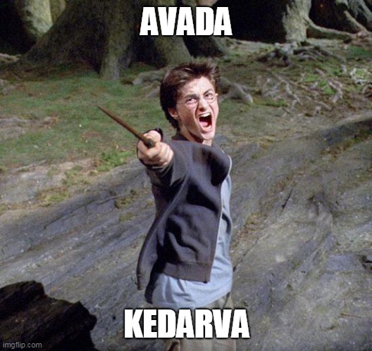AVADA KEDARVA | AVADA; KEDARVA | image tagged in harry potter | made w/ Imgflip meme maker