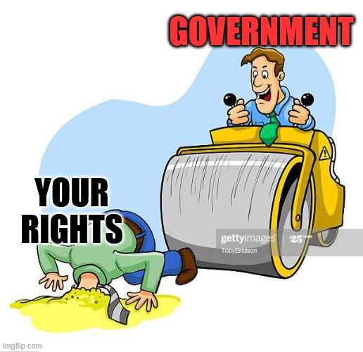 Being steam rolled by big government liberals | GOVERNMENT YOUR RIGHTS | image tagged in rick rolled | made w/ Imgflip meme maker