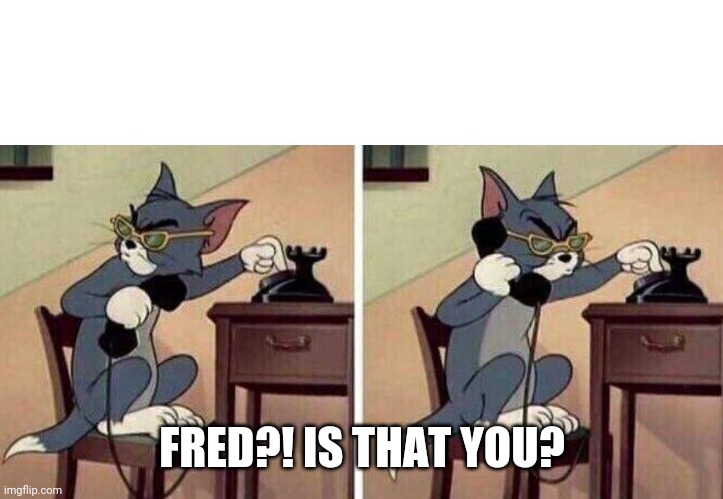 Tom Calling | FRED?! IS THAT YOU? | image tagged in tom calling | made w/ Imgflip meme maker