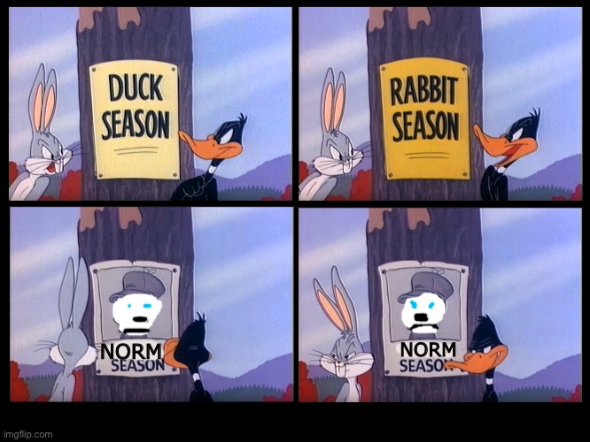 The annoying polar bear is going down... | NORM; NORM | image tagged in elmer season | made w/ Imgflip meme maker