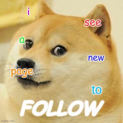 hello yes here is a new person to join your streem, hi hello |  i; see; a; new; page; to; FOLLOW | image tagged in memes,doge | made w/ Imgflip meme maker