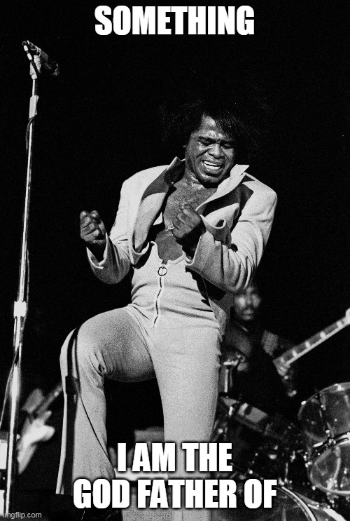 James Brown Get Down | SOMETHING I AM THE GOD FATHER OF | image tagged in james brown get down | made w/ Imgflip meme maker
