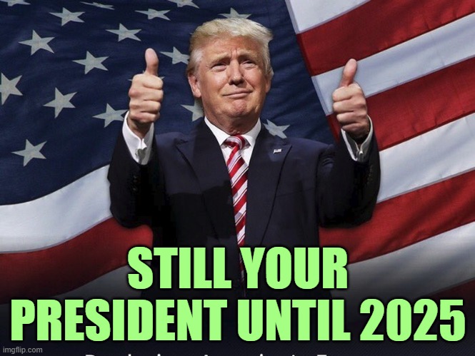 Triggered Snowflakes in 3 2 1 | STILL YOUR PRESIDENT UNTIL 2025 | image tagged in donald trump thumbs up | made w/ Imgflip meme maker