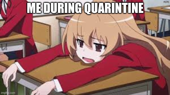 Bored Anime Girl | ME DURING QUARINTINE | image tagged in bored anime girl | made w/ Imgflip meme maker