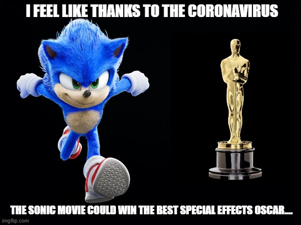 seems reasonable... |  I FEEL LIKE THANKS TO THE CORONAVIRUS; THE SONIC MOVIE COULD WIN THE BEST SPECIAL EFFECTS OSCAR.... | image tagged in sonic the hedgehog,sonic movie,oscars | made w/ Imgflip meme maker
