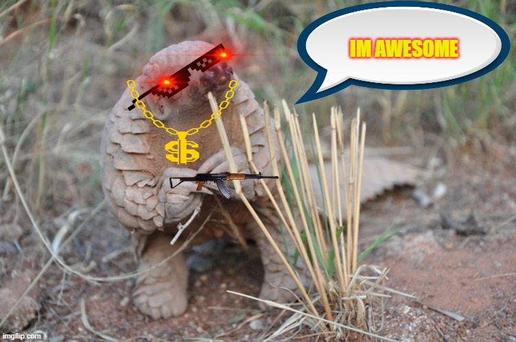 Awesome pangolin | IM AWESOME | image tagged in awesome | made w/ Imgflip meme maker