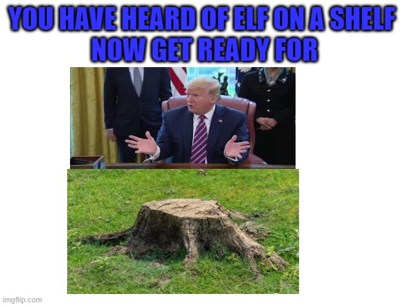 Trump on a stump | YOU HAVE HEARD OF ELF ON A SHELF 
NOW GET READY FOR | made w/ Imgflip meme maker