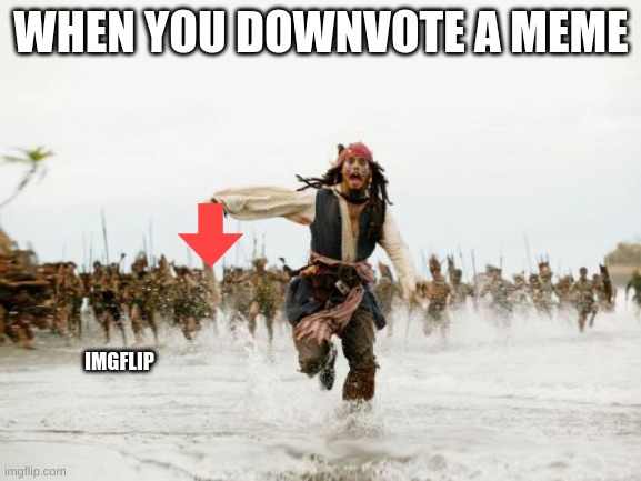 Jack Sparrow Being Chased Meme | WHEN YOU DOWNVOTE A MEME; IMGFLIP | image tagged in memes,jack sparrow being chased | made w/ Imgflip meme maker