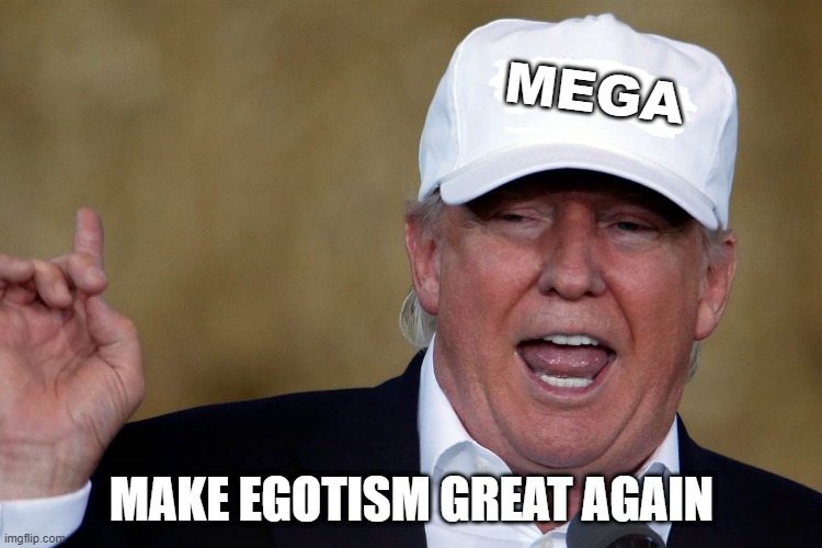 It's Just a Thought | MEGA; MAKE EGOTISM GREAT AGAIN | image tagged in donald trump blank maga hat | made w/ Imgflip meme maker