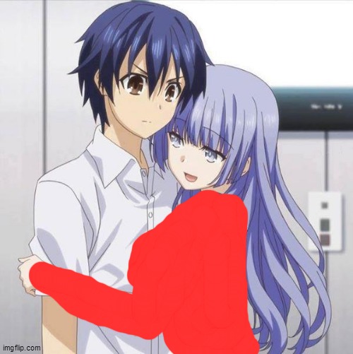 blue haired anime couple (i dressed up the girl) - Imgflip