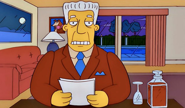 Kent Brockman reporting from his own home Blank Meme Template