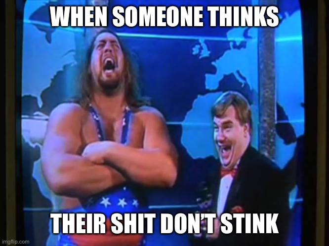 captain insano | WHEN SOMEONE THINKS THEIR SHIT DON’T STINK | image tagged in captain insano | made w/ Imgflip meme maker