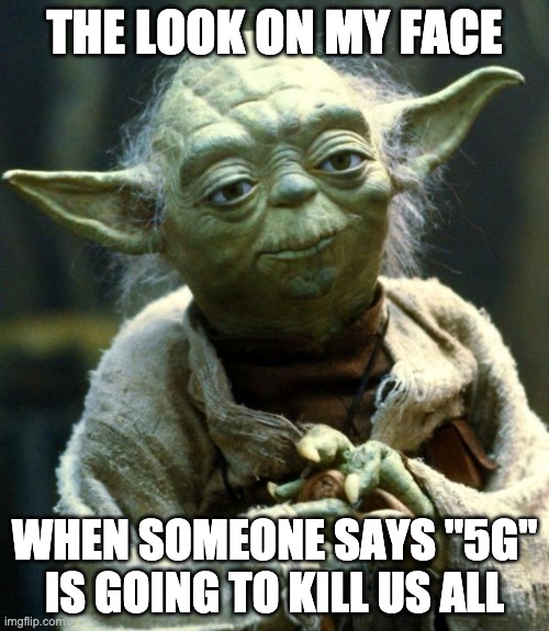 The look on my face when someone says 5G is going to kill us all | THE LOOK ON MY FACE; WHEN SOMEONE SAYS "5G" IS GOING TO KILL US ALL | image tagged in memes,star wars yoda,5g | made w/ Imgflip meme maker