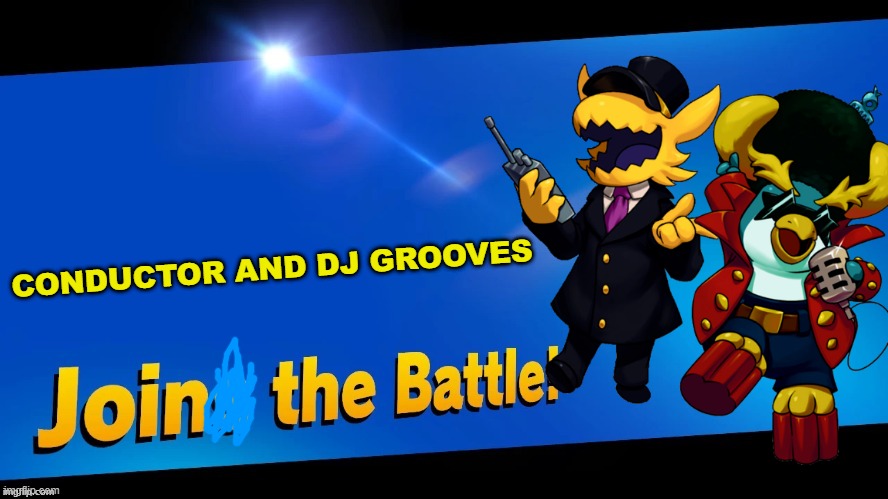 The classic stand-off | CONDUCTOR AND DJ GROOVES | image tagged in blank joins the battle | made w/ Imgflip meme maker