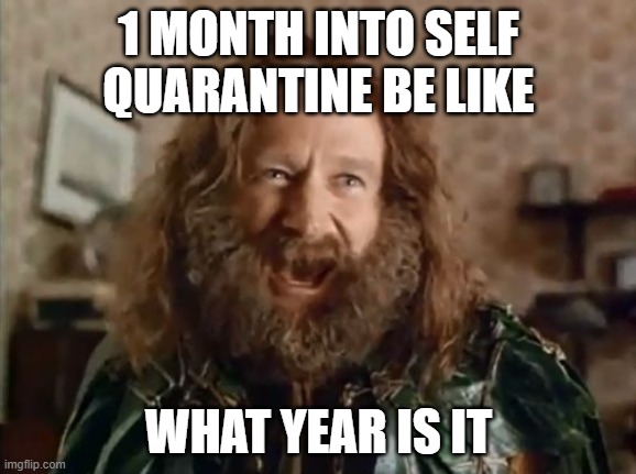 What Year Is It | 1 MONTH INTO SELF QUARANTINE BE LIKE; WHAT YEAR IS IT | image tagged in memes,what year is it | made w/ Imgflip meme maker