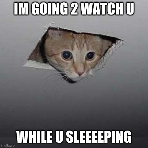 sleep | IM GOING 2 WATCH U; WHILE U SLEEEEPING | image tagged in memes,ceiling cat | made w/ Imgflip meme maker