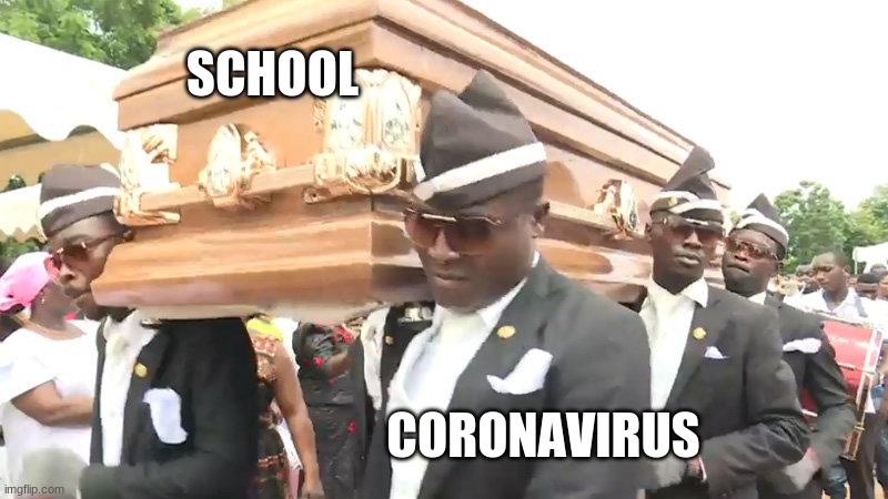 dancing coffin meme |  SCHOOL; CORONAVIRUS | image tagged in dancing coffin meme | made w/ Imgflip meme maker