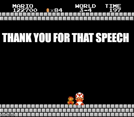 Thank You Mario | THANK YOU FOR THAT SPEECH | image tagged in thank you mario | made w/ Imgflip meme maker