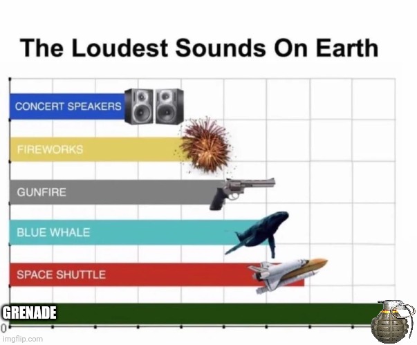 The Loudest Sounds On Earth | GRENADE | image tagged in the loudest sounds on earth | made w/ Imgflip meme maker