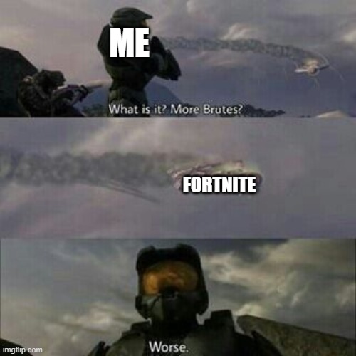 What is it? More Brutes? | ME; FORTNITE | image tagged in what is it more brutes | made w/ Imgflip meme maker