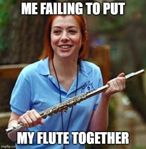 Flute Issues | ME FAILING TO PUT; MY FLUTE TOGETHER | image tagged in band camp | made w/ Imgflip meme maker