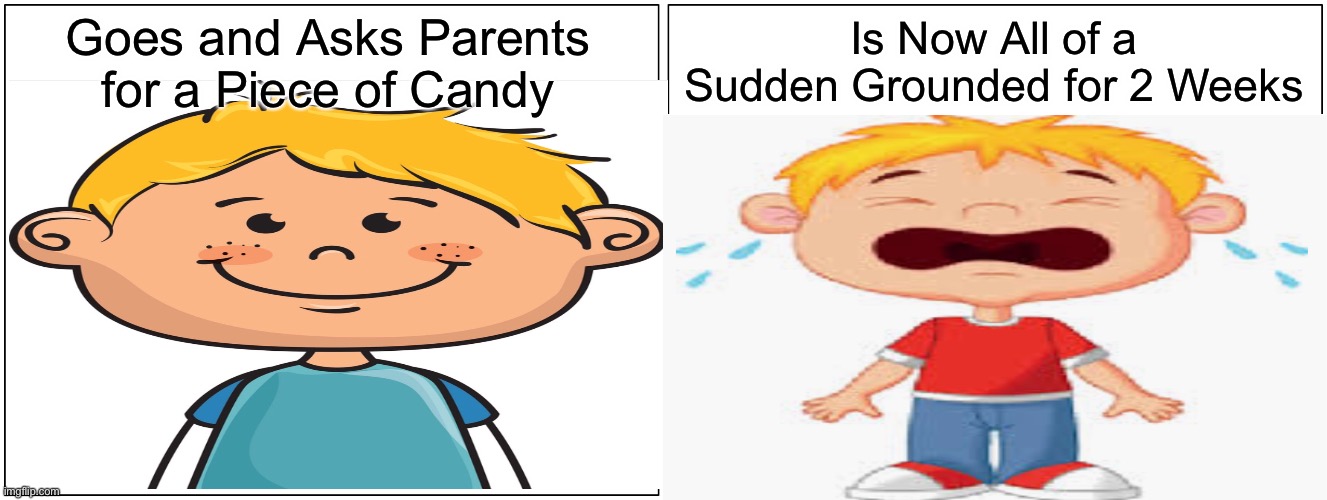Candy | Goes and Asks Parents for a Piece of Candy; Is Now All of a Sudden Grounded for 2 Weeks | image tagged in sad kid,candy,bad parenting | made w/ Imgflip meme maker