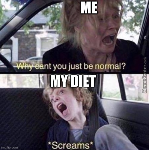 Why Can't You Just Be Normal | ME; MY DIET | image tagged in why can't you just be normal | made w/ Imgflip meme maker