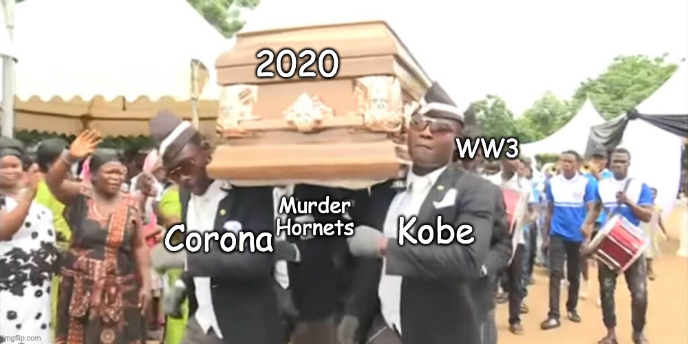 2020 sucks | 2020; WW3; Kobe; Murder Hornets; Corona | image tagged in dancing funeral | made w/ Imgflip meme maker
