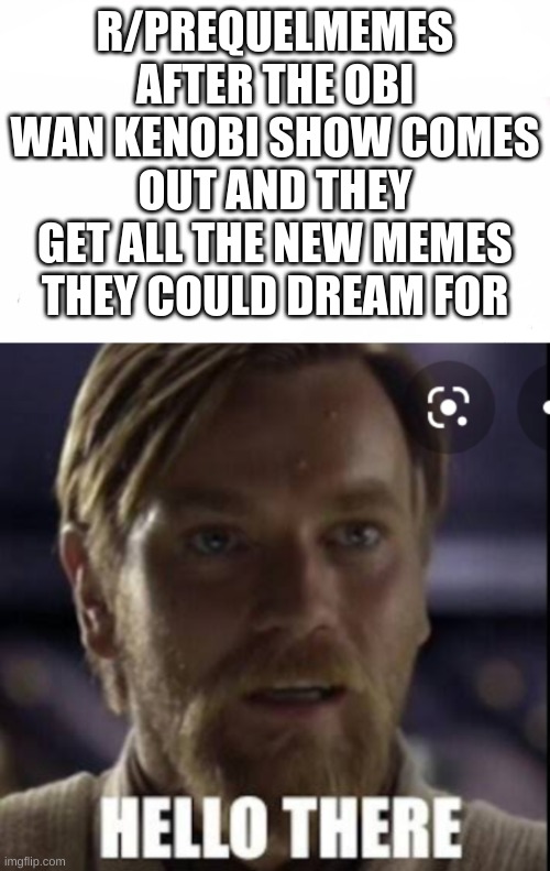 R/PREQUELMEMES
AFTER THE OBI WAN KENOBI SHOW COMES OUT AND THEY GET ALL THE NEW MEMES THEY COULD DREAM FOR | image tagged in memes | made w/ Imgflip meme maker