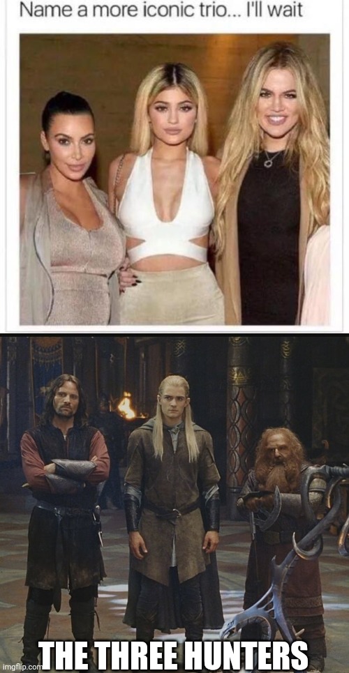 The Three Hunters | THE THREE HUNTERS | image tagged in name a more iconic trio,lord of the rings | made w/ Imgflip meme maker