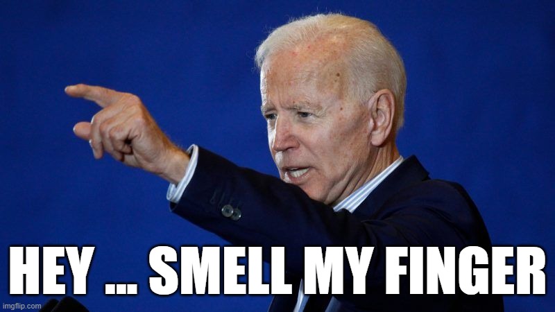 smell my finger | HEY ... SMELL MY FINGER | image tagged in joe biden | made w/ Imgflip meme maker