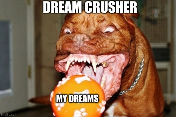 DREAM CRUSHER; MY DREAMS | image tagged in dream,crusher | made w/ Imgflip meme maker